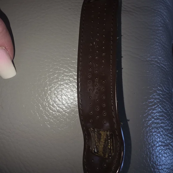 AUTH LOUIS VUITTON Monogram Brown Adjustable Leather Strap with Gold Hardware - Picture 6 of 6